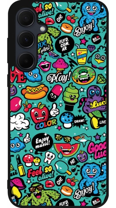 Coque Samsung Galaxy A35 5G - Silicone rigide noir Cartoons old school