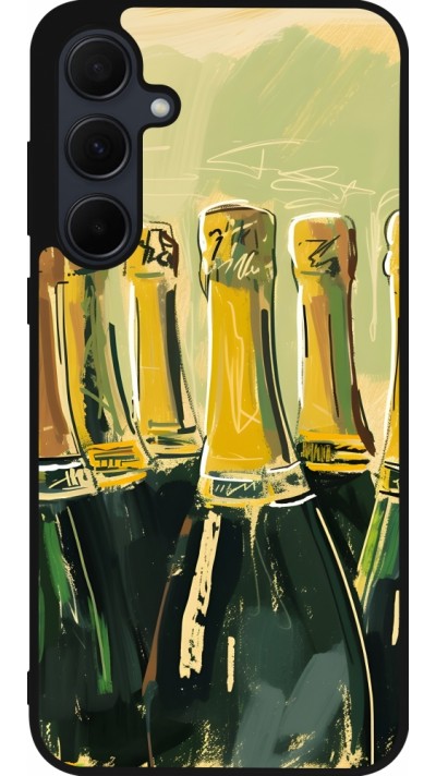 Coque Samsung Galaxy A35 5G - Silicone rigide noir Champagne peinture