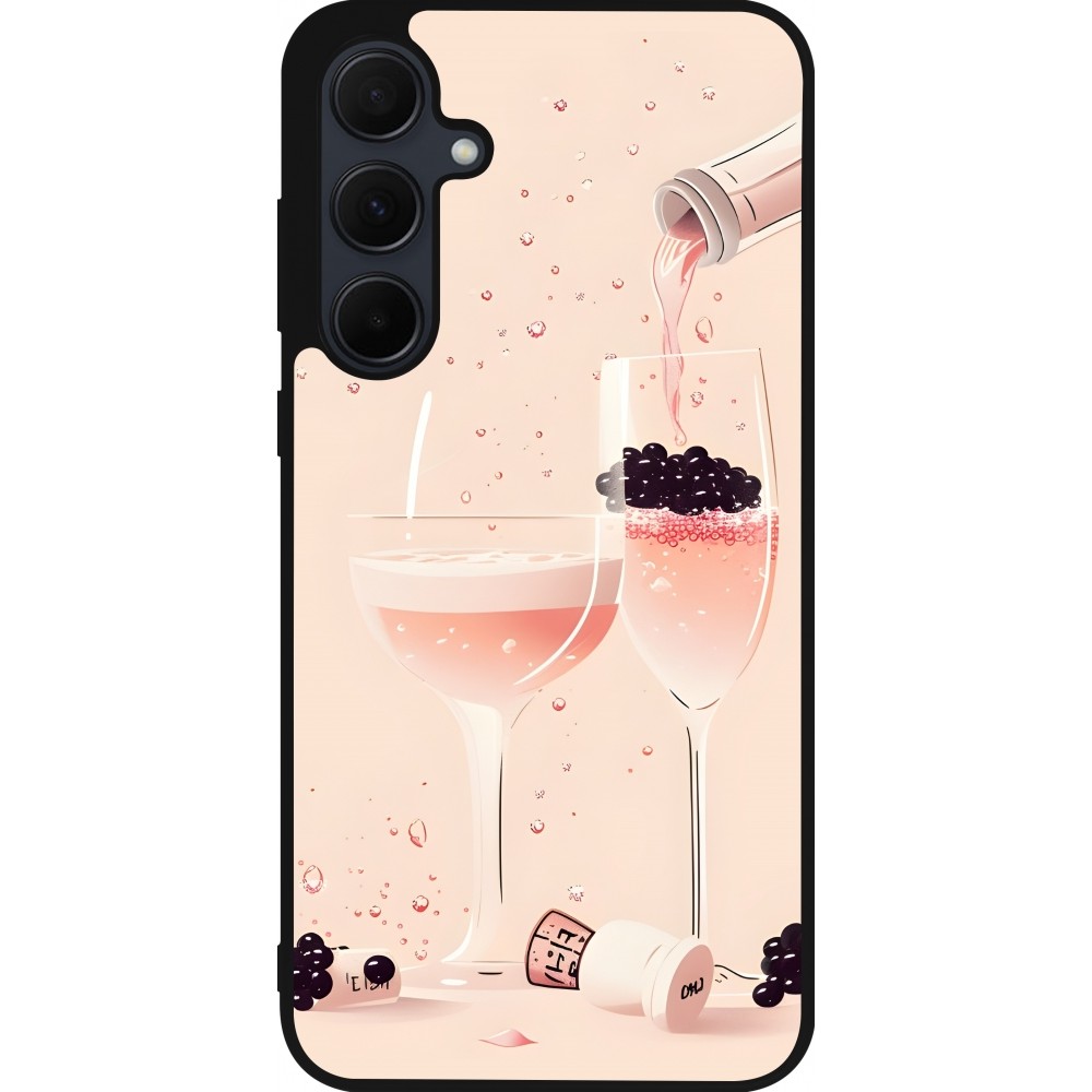 Coque Samsung Galaxy A35 5G - Silicone rigide noir Champagne Pouring Pink