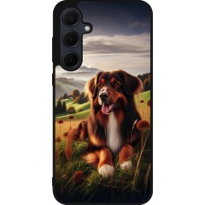 Coque Samsung Galaxy A35 5G - Silicone rigide noir Chien Campagne Suisse