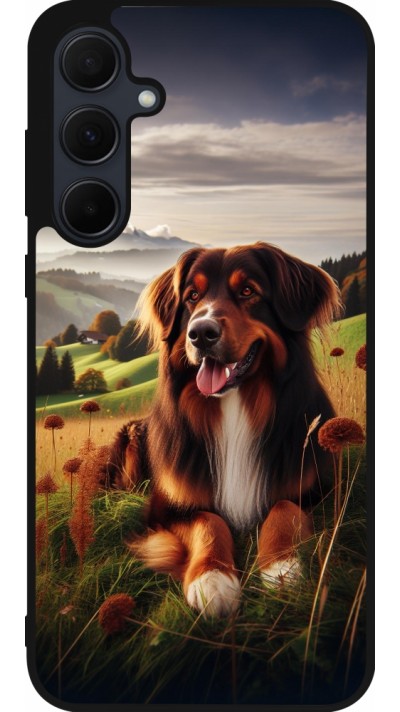 Coque Samsung Galaxy A35 5G - Silicone rigide noir Chien Campagne Suisse