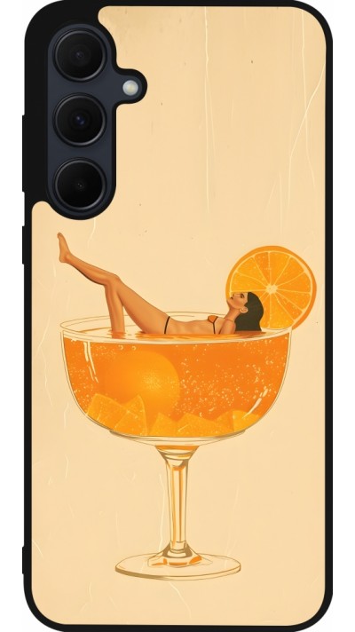 Coque Samsung Galaxy A35 5G - Silicone rigide noir Cocktail bain vintage