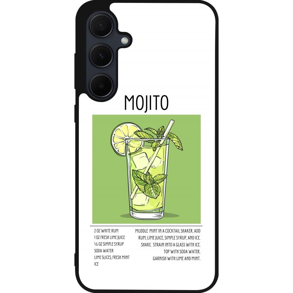 Coque Samsung Galaxy A35 5G - Silicone rigide noir Cocktail recette Mojito