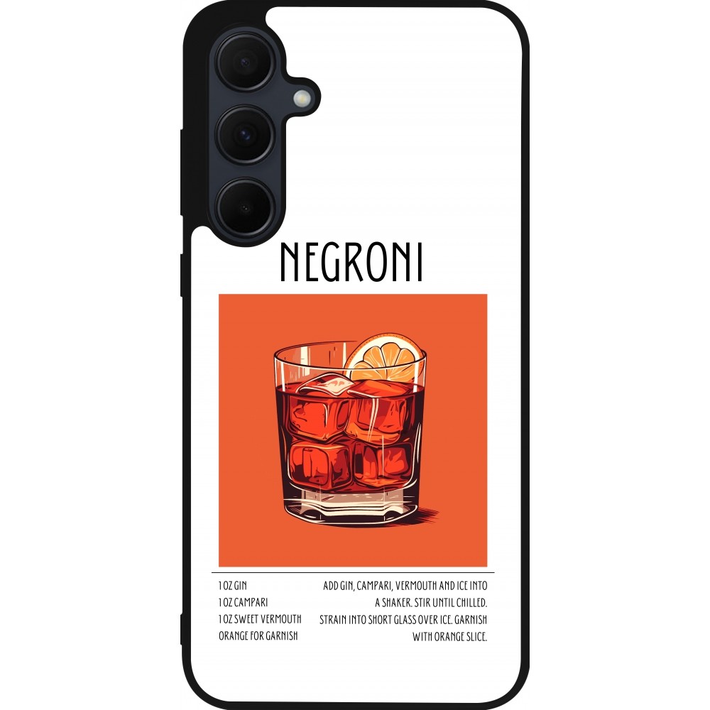 Coque Samsung Galaxy A35 5G - Silicone rigide noir Cocktail recette Negroni