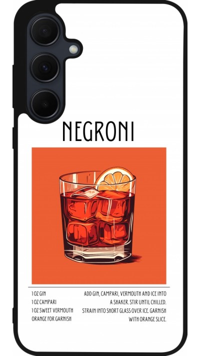 Coque Samsung Galaxy A35 5G - Silicone rigide noir Cocktail recette Negroni