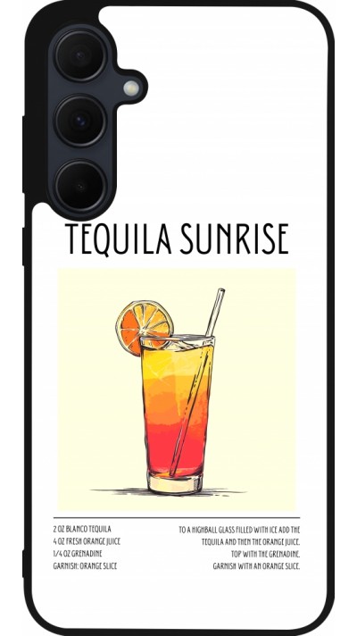 Coque Samsung Galaxy A35 5G - Silicone rigide noir Cocktail recette Tequila Sunrise