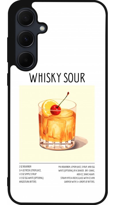 Coque Samsung Galaxy A35 5G - Silicone rigide noir Cocktail recette Whisky Sour