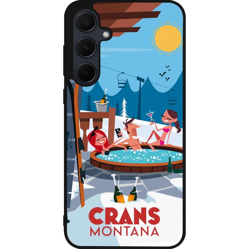 Coque Samsung Galaxy A35 5G - Silicone rigide noir Crans-Montana Mountain Jacuzzi