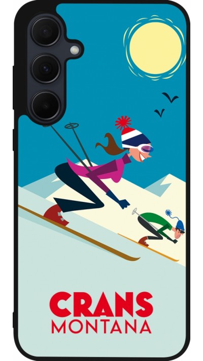 Coque Samsung Galaxy A35 5G - Silicone rigide noir Crans-Montana Ski Downhill