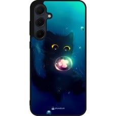 Coque Samsung Galaxy A35 5G - Silicone rigide noir Cute Cat Bubble