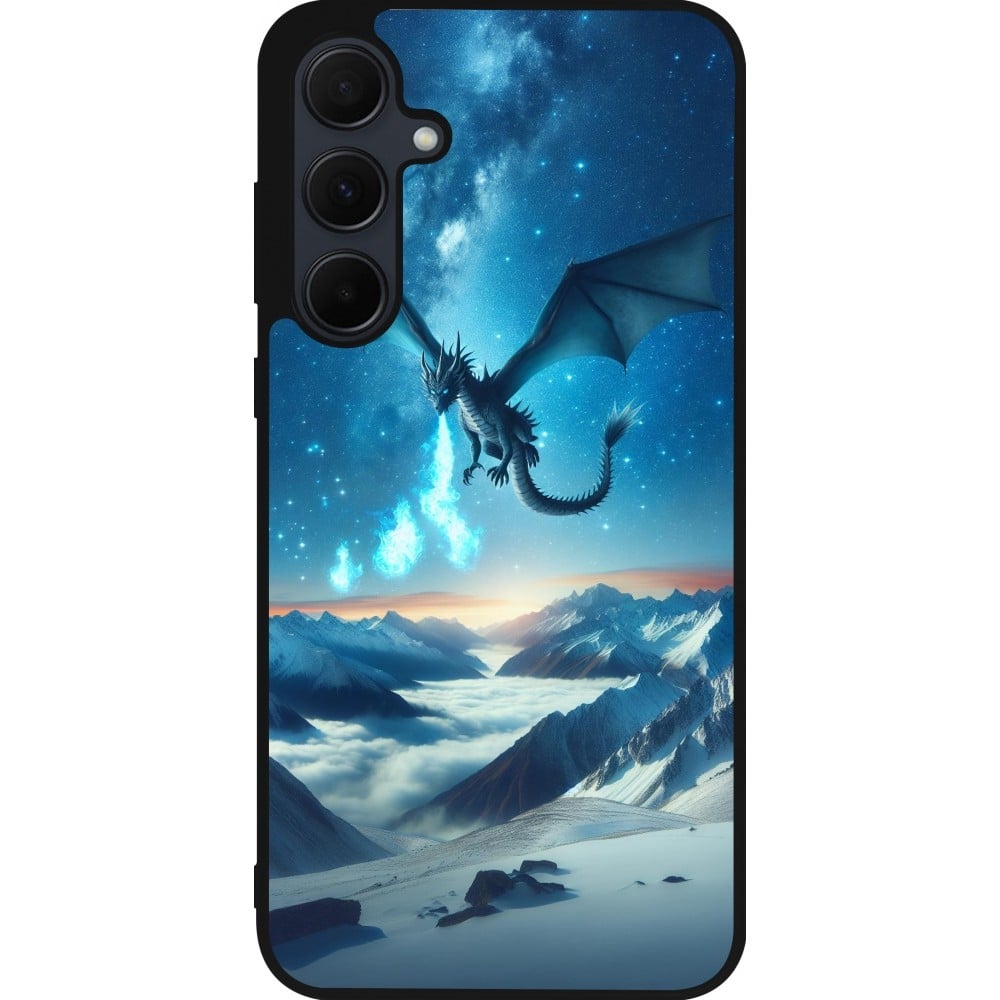 Samsung Galaxy A35 5G Case Hülle - Silikon schwarz Drache nächtliche Berg