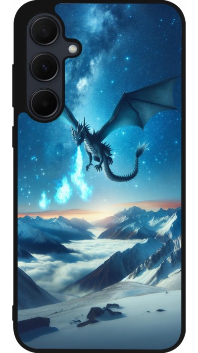 Samsung Galaxy A35 5G Case Hülle - Silikon schwarz Drache nächtliche Berg