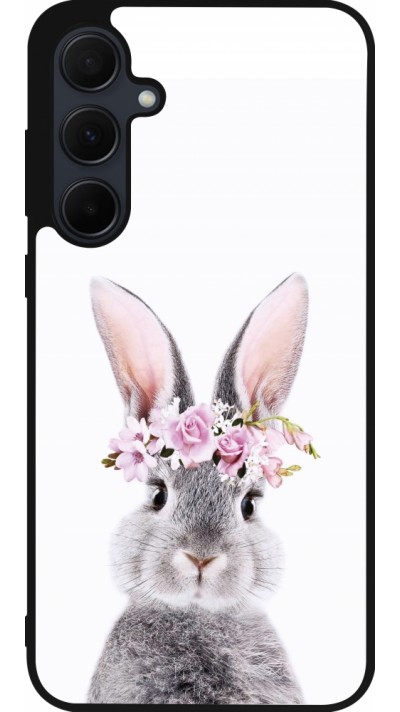 Coque Samsung Galaxy A35 5G - Silicone rigide noir Easter 2023 flower bunny