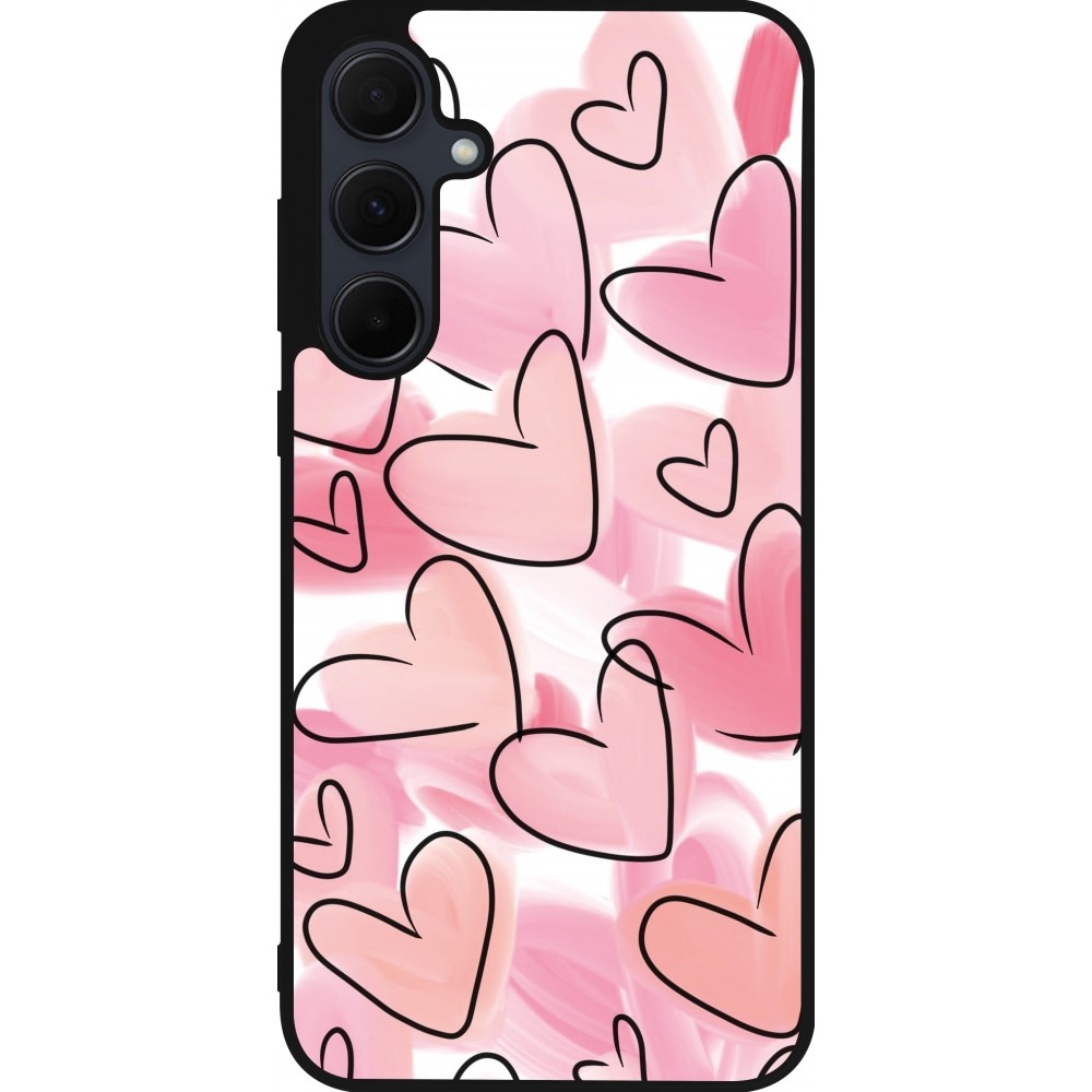 Coque Samsung Galaxy A35 5G - Silicone rigide noir Easter 2023 pink hearts