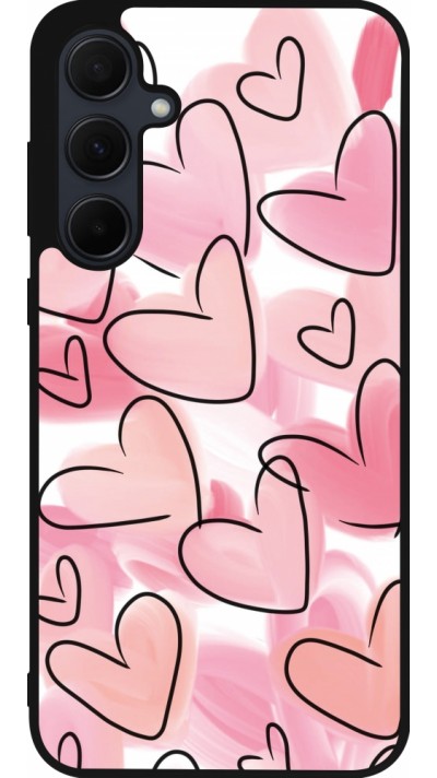 Coque Samsung Galaxy A35 5G - Silicone rigide noir Easter 2023 pink hearts