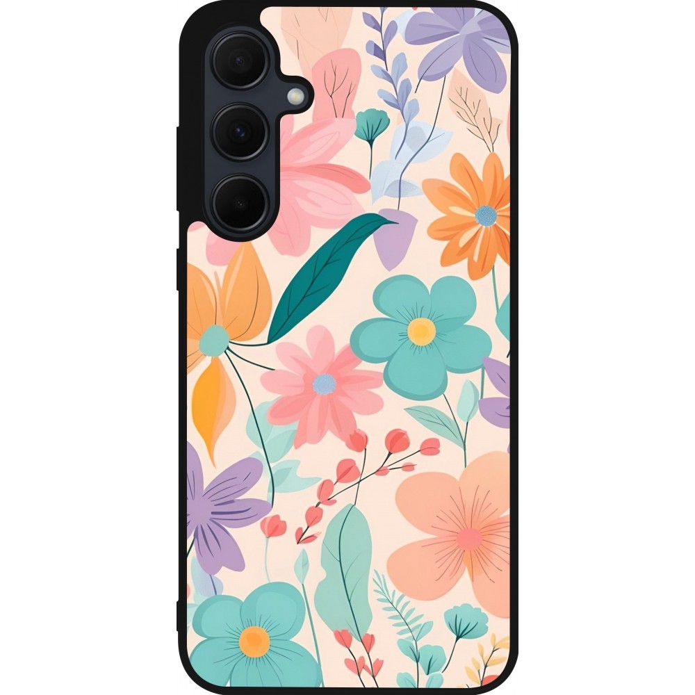 Coque Samsung Galaxy A35 5G - Silicone rigide noir Easter 2024 spring flowers