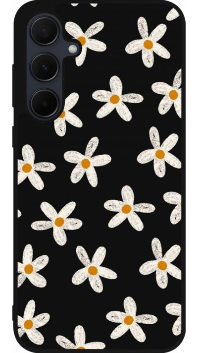 Coque Samsung Galaxy A35 5G - Silicone rigide noir Easter 2024 white on black flower