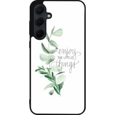 Coque Samsung Galaxy A35 5G - Silicone rigide noir Enjoy the little things