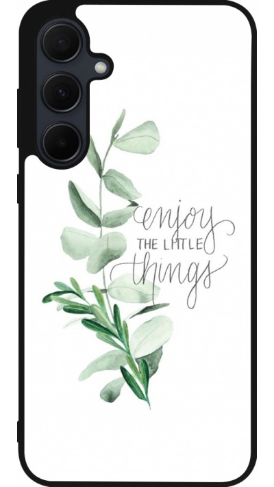 Coque Samsung Galaxy A35 5G - Silicone rigide noir Enjoy the little things