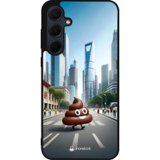 Coque Samsung Galaxy A35 5G - Silicone rigide noir Emoji Caca walk