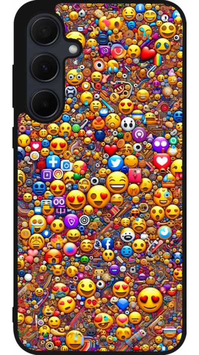 Coque Samsung Galaxy A35 5G - Silicone rigide noir Emoji mixed