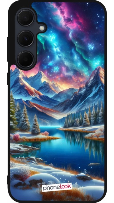 Coque Samsung Galaxy A35 5G - Silicone rigide noir Fantasy Mountain Lake Sky Stars