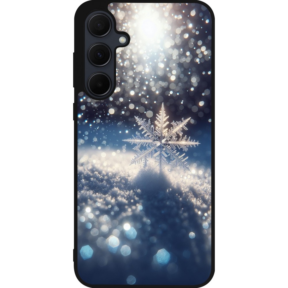 Coque Samsung Galaxy A35 5G - Silicone rigide noir Flocon Solaire Éclat