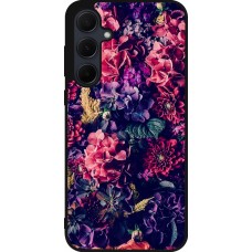 Coque Samsung Galaxy A35 5G - Silicone rigide noir Flowers Dark