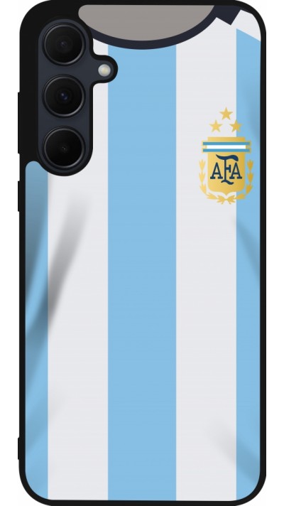 Coque Samsung Galaxy A35 5G - Silicone rigide noir Maillot de football Argentine 2022 personnalisable