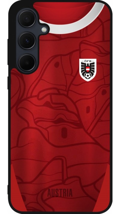 Coque Samsung Galaxy A35 5G - Silicone rigide noir Maillot de football Autriche personnalisable