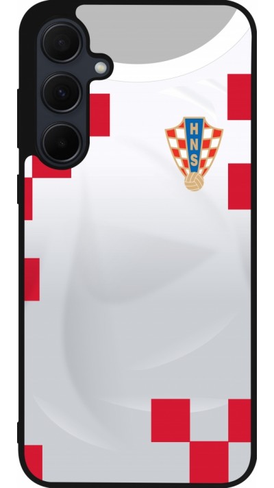 Coque Samsung Galaxy A35 5G - Silicone rigide noir Maillot de football Croatie 2022 personnalisable