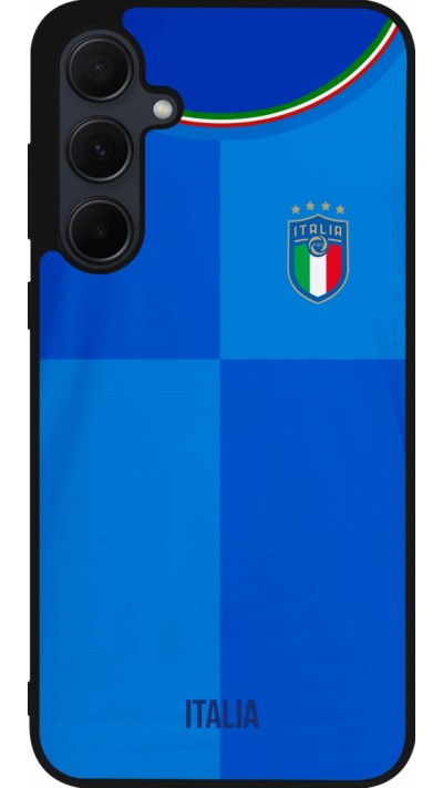 Coque Samsung Galaxy A35 5G - Silicone rigide noir Maillot de football Italie 2022 personnalisable