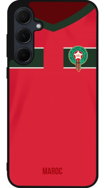 Coque Samsung Galaxy A35 5G - Silicone rigide noir Maillot de football Maroc 2022 personnalisable