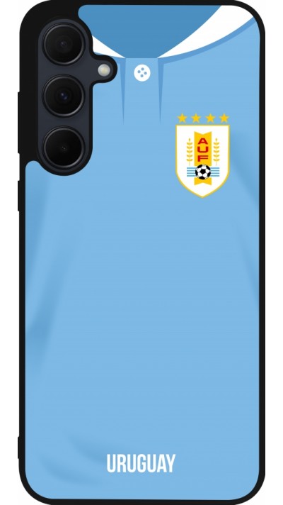 Coque Samsung Galaxy A35 5G - Silicone rigide noir Maillot de football Uruguay 2022 personnalisable