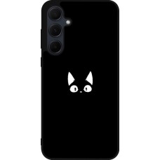 Coque Samsung Galaxy A35 5G - Silicone rigide noir Funny cat on black