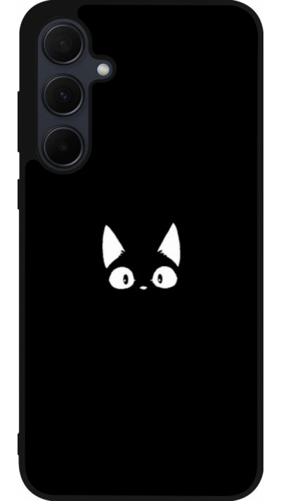 Coque Samsung Galaxy A35 5G - Silicone rigide noir Funny cat on black