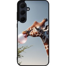 Coque Samsung Galaxy A35 5G - Silicone rigide noir Girafe à bulle