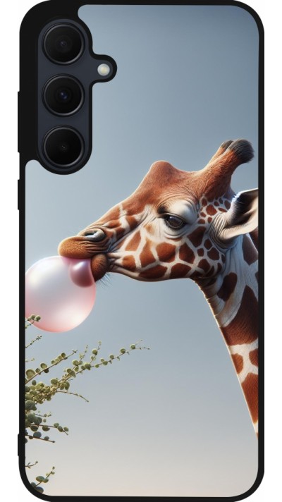 Coque Samsung Galaxy A35 5G - Silicone rigide noir Girafe à bulle