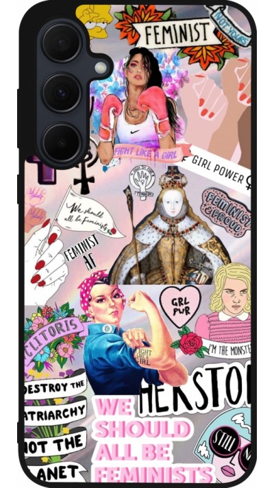 Samsung Galaxy A35 5G Case Hülle - Silikon schwarz Girl Power Collage