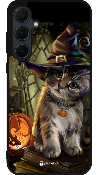 Coque Samsung Galaxy A35 5G - Silicone rigide noir Halloween 21 Witch cat