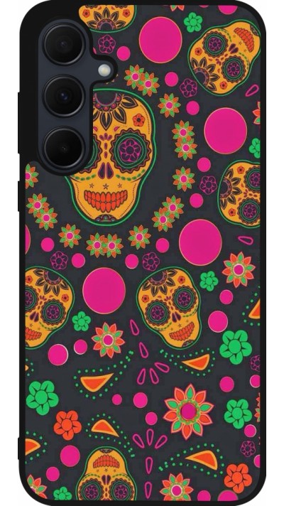 Coque Samsung Galaxy A35 5G - Silicone rigide noir Halloween 22 colorful mexican skulls