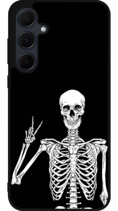 Coque Samsung Galaxy A35 5G - Silicone rigide noir Halloween 2023 peace skeleton