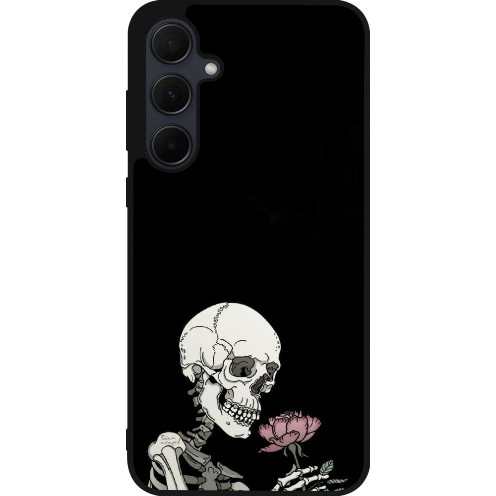 Coque Samsung Galaxy A35 5G - Silicone rigide noir Halloween 2023 rose and skeleton