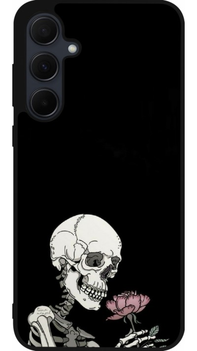 Coque Samsung Galaxy A35 5G - Silicone rigide noir Halloween 2023 rose and skeleton