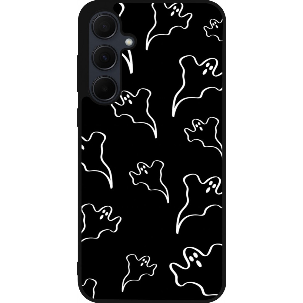 Coque Samsung Galaxy A35 5G - Silicone rigide noir Halloween 2024 black and white ghosts