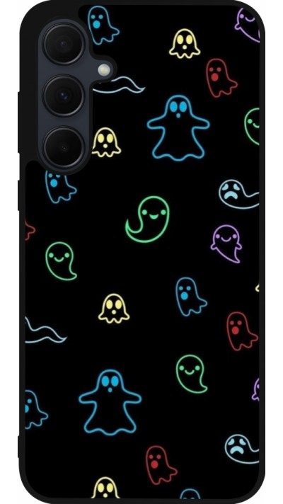 Coque Samsung Galaxy A35 5G - Silicone rigide noir Halloween 2024 colorful ghosts