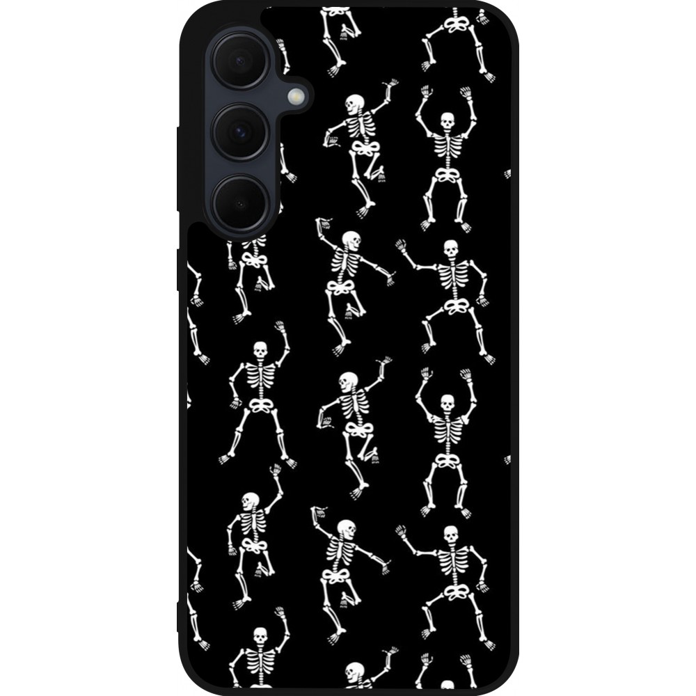 Samsung Galaxy A35 5G Case Hülle - Silikon schwarz Halloween 2024 dancing skeleton