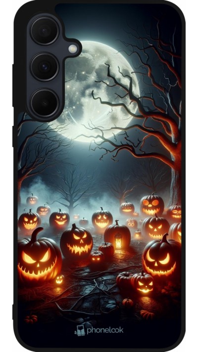 Coque Samsung Galaxy A35 5G - Silicone rigide noir Halloween 2024 Many Pumpkins