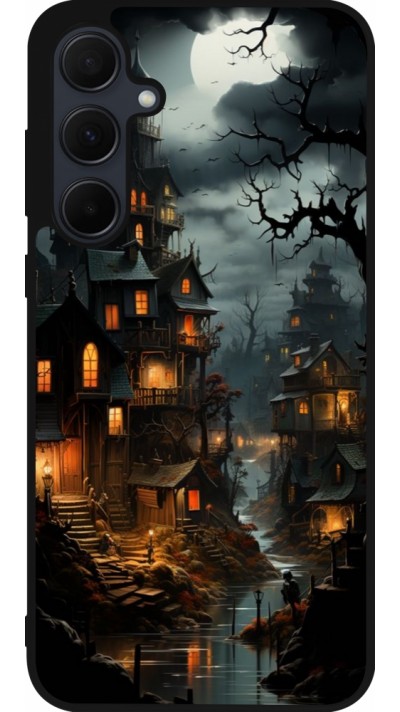 Coque Samsung Galaxy A35 5G - Silicone rigide noir Halloween 2024 scary town