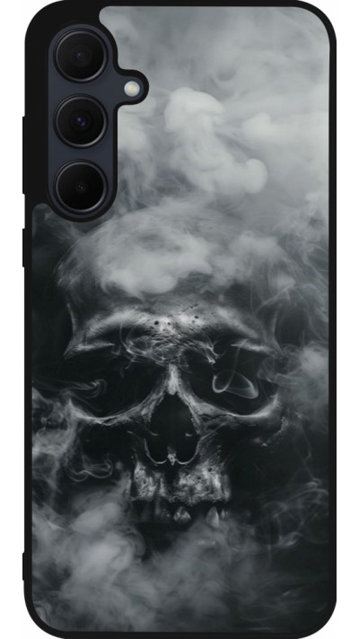 Coque Samsung Galaxy A35 5G - Silicone rigide noir Halloween 2024 smoky skull